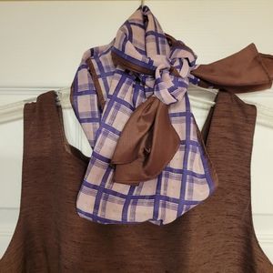 Vintage Robinson Golluber Scarf ~ Oblong Purple & Brown ~ Unique & Pretty!